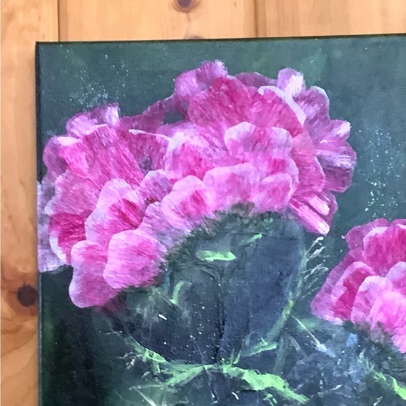 Pink cactus in bloom, acrylic collage painting, 10” x 20” - Picture 7 of 8